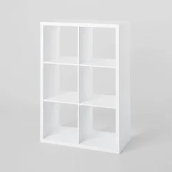 13'' 6 Cube Organizer White - Brightroom™: Decorative Bookshelf, Cubby Storage, MDF & Particle Board, 13" System Compatible