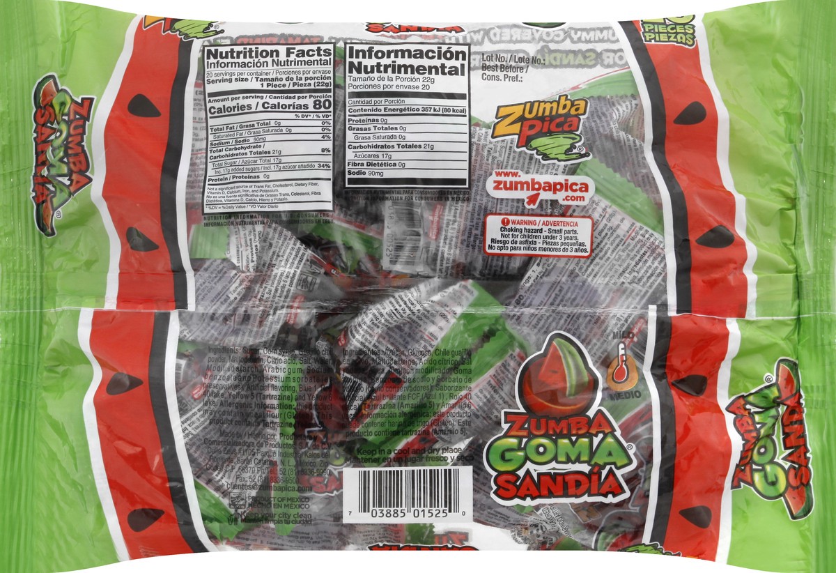 slide 7 of 12, Zumba Pica Goma Gummy Tamarind Watermelon Candy 20 ea, 20 ct