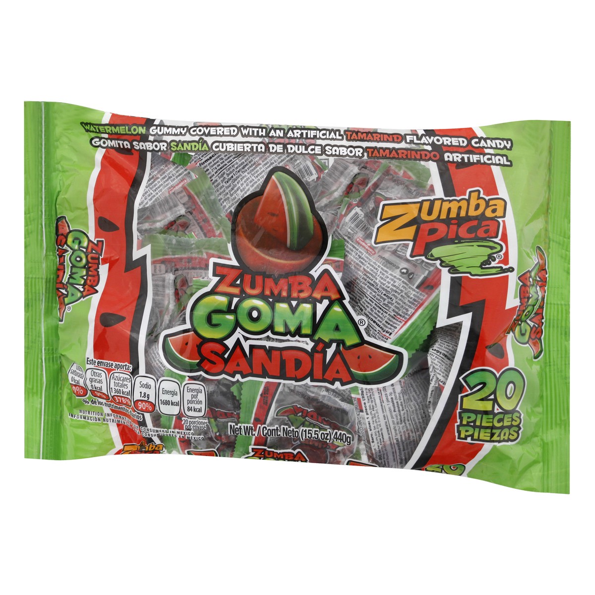 slide 2 of 12, Zumba Pica Goma Gummy Tamarind Watermelon Candy 20 ea, 20 ct