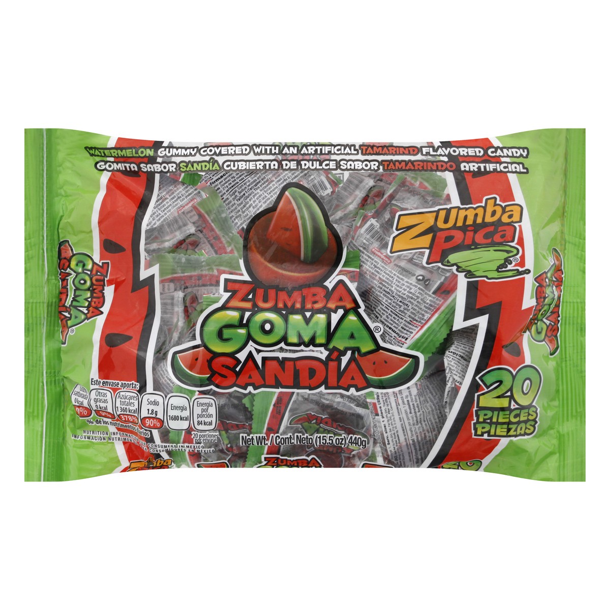 slide 1 of 12, Zumba Pica Goma Gummy Tamarind Watermelon Candy 20 ea, 20 ct