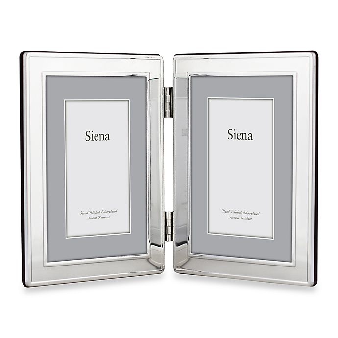 slide 1 of 1, Siena Plain Border Silver Double Opening Picture Frame, 2 in x 3 in