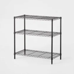 3 Tier Wide Wire Shelving Black - Brightroom™