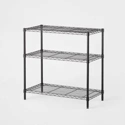 3 Tier Wide Wire Shelving Black - Brightroom™