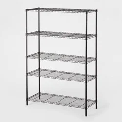 5 Tier Wide Wire Shelving Black - Brightroom™: Adjustable Metal Storage Unit, 72.63" H, 350 lb Capacity, 5 Shelves