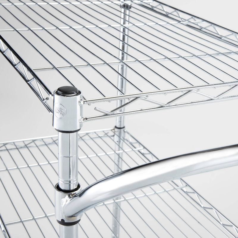 slide 3 of 3, 3 Tier Metal Utility Cart Chrome - Brightroom™: Rolling Kitchen Storage with Adjustable Shelves, Steel, 32.38" Height, 1 ct