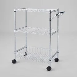3 Tier Metal Utility Cart Chrome - Brightroom™: Rolling Kitchen Storage with Adjustable Shelves, Steel, 32.38" Height