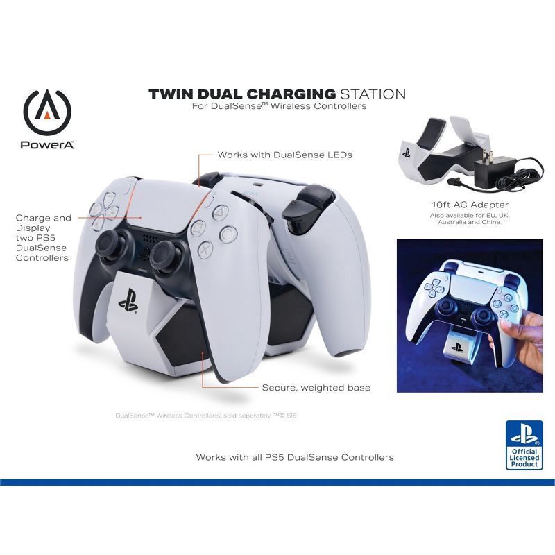 slide 2 of 11, PowerA Twin Charging Station for PlayStation 5 DualSense Controller: USB Wall Charger, 1 ct
