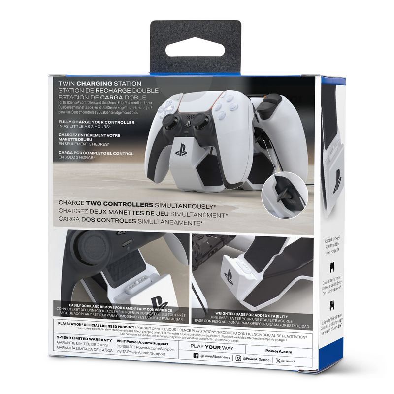 slide 11 of 11, PowerA Twin Charging Station for PlayStation 5 DualSense Controller: USB Wall Charger, 1 ct