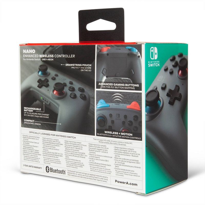slide 11 of 11, PowerA Enhanced Nano Wireless Controller for Nintendo Switch - Gray, 1 ct