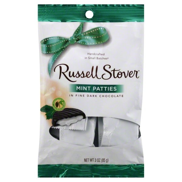 slide 1 of 1, Russell Stover Mint Patties, in Fine Dark Chocolate, 3 oz