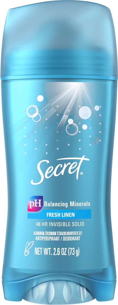 slide 5 of 5, Secret Invisible Solid Antiperspirant and Deodorant, Fresh Linen Scent, 2.6 oz, 2.6 oz