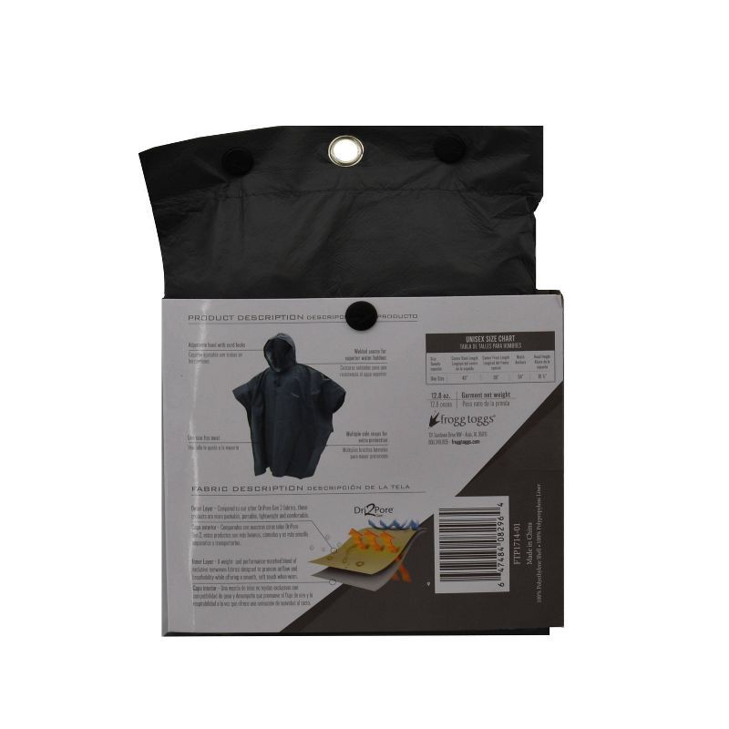 slide 4 of 4, frogg toggs Poncho - Carbon Black, 1 ct