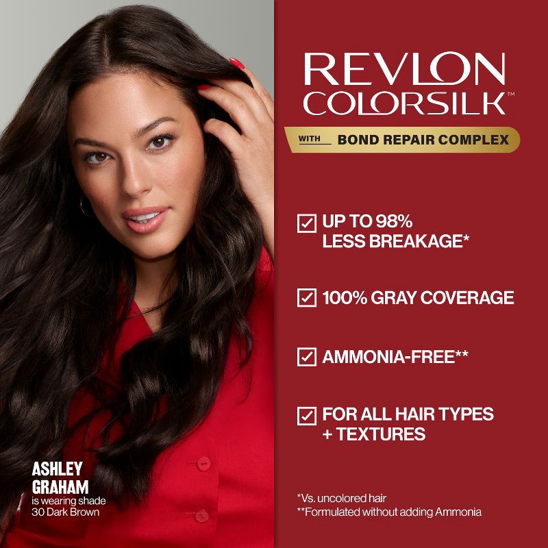 slide 3 of 9, Revlon ColorSilk Permanent Hair Color with Bond Repair Complex - 30 Dark Brown - 4.4 fl oz, 4.4 fl oz