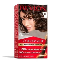 Revlon ColorSilk Permanent Hair Color with Bond Repair Complex - 30 Dark Brown - 4.4 fl oz
