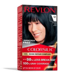 Revlon ColorSilk Permanent Hair Color with Bond Repair Complex - 12 Blue Black - 4.4 fl oz: Ammonia-Free Hair Dye, Includes Applicator & Gloves