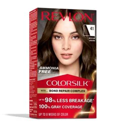 Revlon ColorSilk Permanent Hair Color with Bond Repair Complex - 41 Medium Brown - 4.4 fl oz: Ammonia-Free Formula