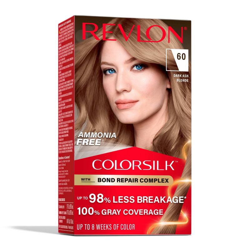 slide 1 of 13, Revlon ColorSilk Permanent Hair Color with Bond Repair Complex - 60 Dark Ash Blonde - 4.4 fl oz: Ammonia-Free, All Hair Types, 4.4 fl oz