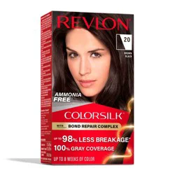 Revlon ColorSilk Permanent Hair Color with Bond Repair Complex - 20 Brown Black - 4.4 fl oz: Ammonia-Free, Applicator & Gloves Included