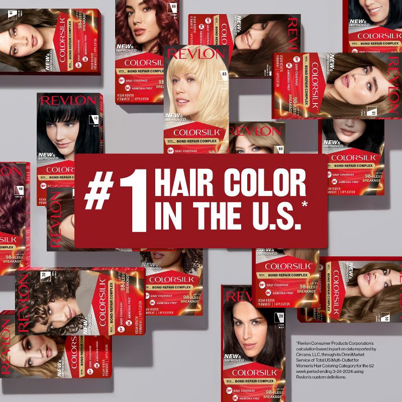 slide 12 of 12, Revlon ColorSilk Permanent Hair Color with Bond Repair Complex - 10 Black - 4.4 fl oz, 4.4 fl oz