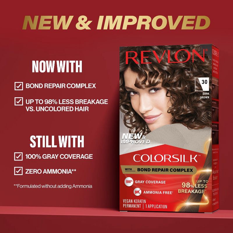 slide 4 of 10, Revlon ColorSilk Beautiful Color 100% Gray Coverage Ammonia-Free Permanent Hair Color - 010 Black - 4.4 fl oz, 4.4 fl oz