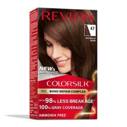 Revlon ColorSilk Permanent Hair Color with Bond Repair Complex - 47 Medium Rich Brown - 4.4 fl oz: Ammonia-Free Formula