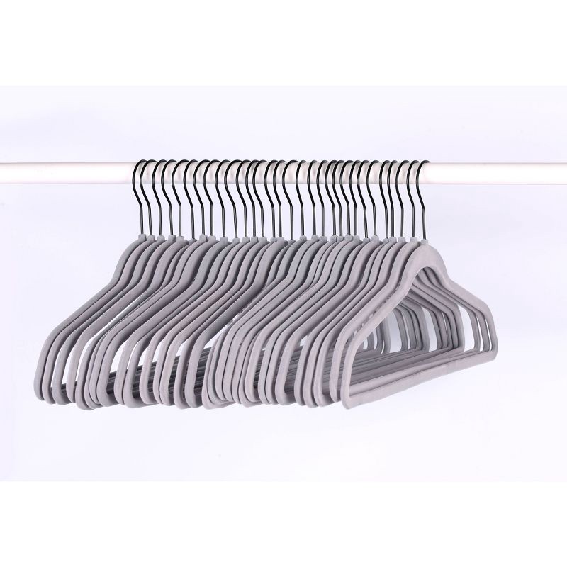 slide 1 of 3, 30pk Suit Flocked Hangers Gray - Brightroom™, 30 ct