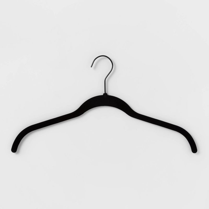 slide 2 of 4, 10pk Shirt Flocked Hangers Black - Brightroom™, 10 ct