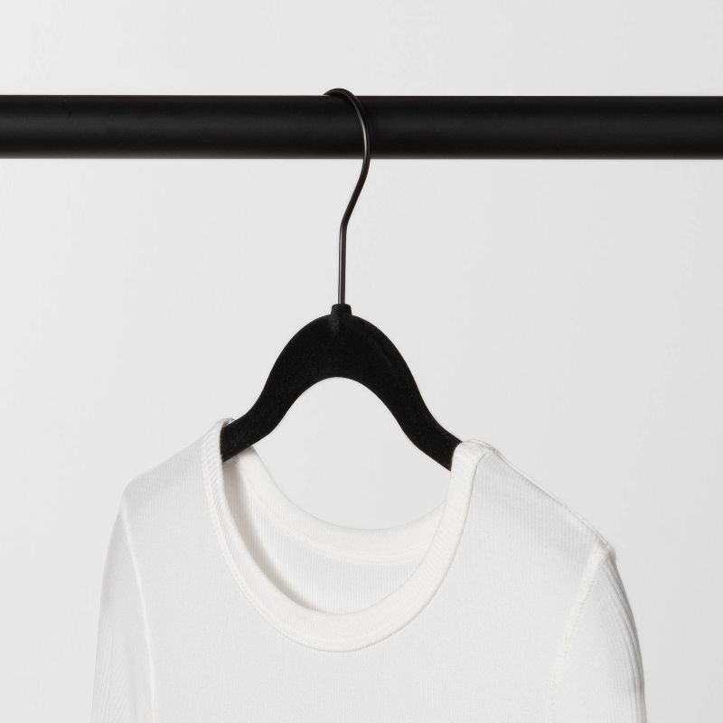 slide 4 of 4, 10pk Shirt Flocked Hangers Black - Brightroom™, 10 ct