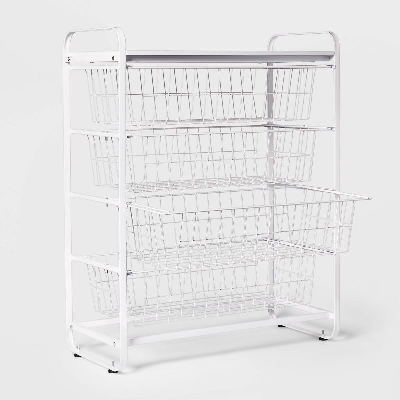 slide 3 of 4, 4 Drawer Metal Storage Organizer White - Brightroom™: Steel Utility Storage, Fixed Shelves, Universal Wire Drawers, 1 ct