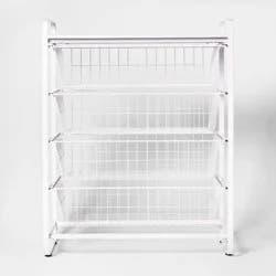 4 Drawer Metal Storage Organizer White - Brightroom™: Steel Utility Storage, Fixed Shelves, Universal Wire Drawers
