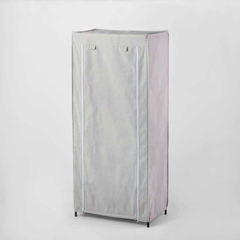 slide 1 of 5, 30" Double Rod Fabric Covered Wardrobe - Brightroom™, 1 ct