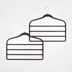 2pk 4 Bar Flocked Hangers Black - Brightroom™: Velvet Pants Hangers for Clothes, Adult Use, 1 Year Warranty