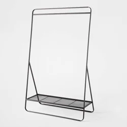 Metal Garment Rack Black - Brightroom™: Powder-Coated Metal Clothing & Hanging Rack, Fixed Rod & Shelf, 165 lb Capacity