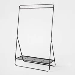 Metal Garment Rack Black - Brightroom™: Powder-Coated Metal Clothing & Hanging Rack, Fixed Rod & Shelf, 165 lb Capacity