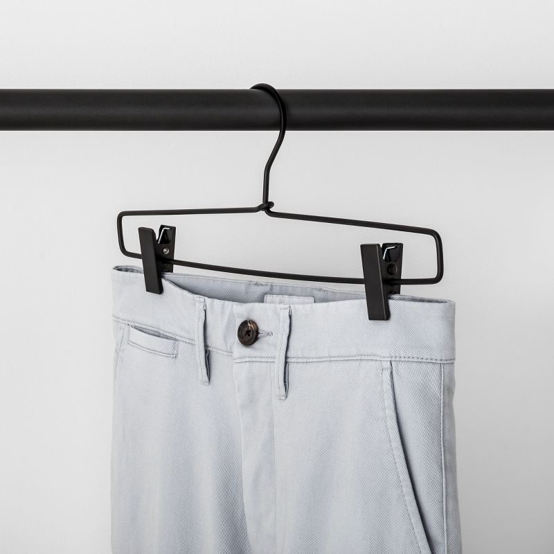 slide 2 of 3, 2pk Metal Pant Hangers with Clips Black - Brightroom™: Stainless Steel, Non-Slip, Adult Use, 1 Year Warranty, 2 ct