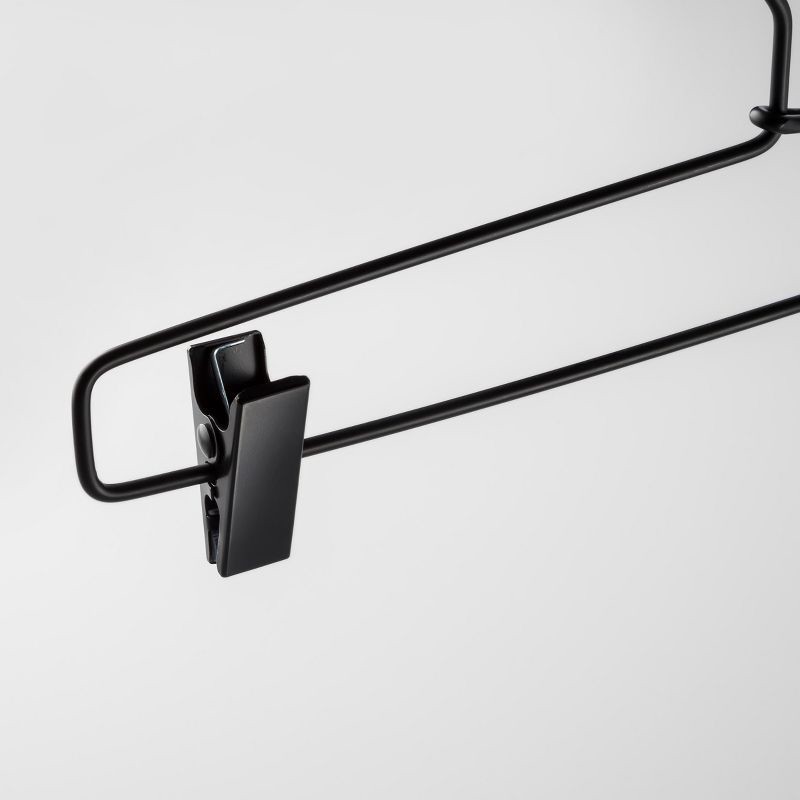 slide 3 of 3, 2pk Metal Pant Hangers with Clips Black - Brightroom™: Stainless Steel, Non-Slip, Adult Use, 1 Year Warranty, 2 ct