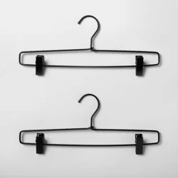 2pk Metal Pant Hangers with Clips Black - Brightroom™: Stainless Steel, Non-Slip, Adult Use, 1 Year Warranty