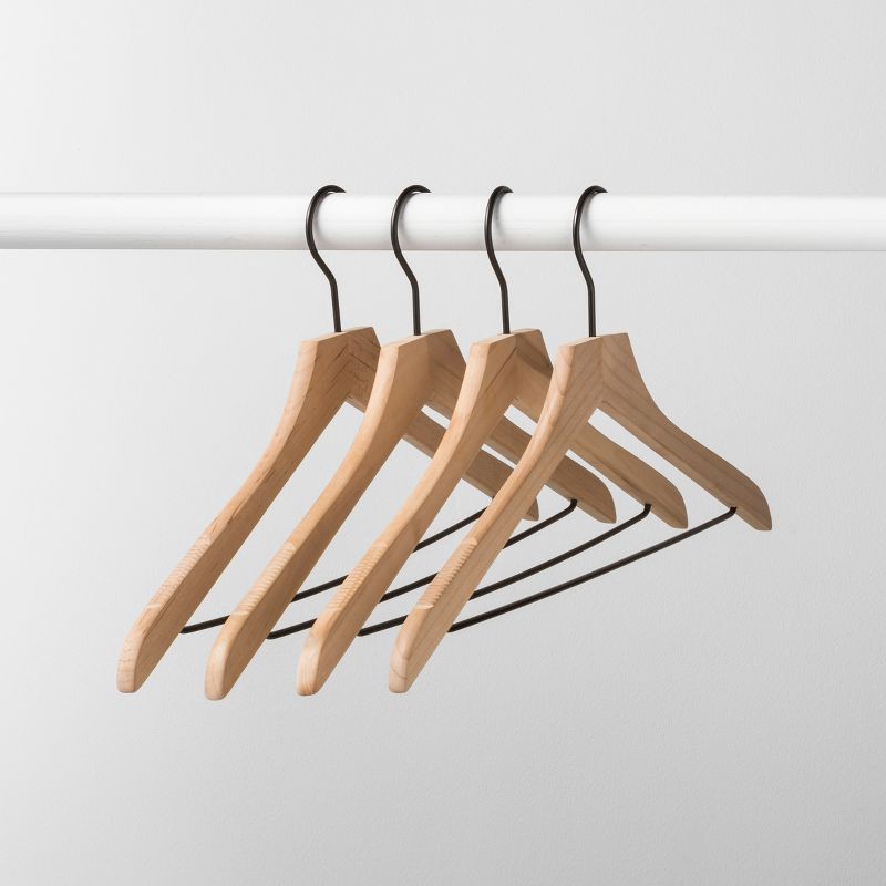 slide 1 of 5, 4pk Wood Suit Hangers Natural - Brightroom™, 4 ct