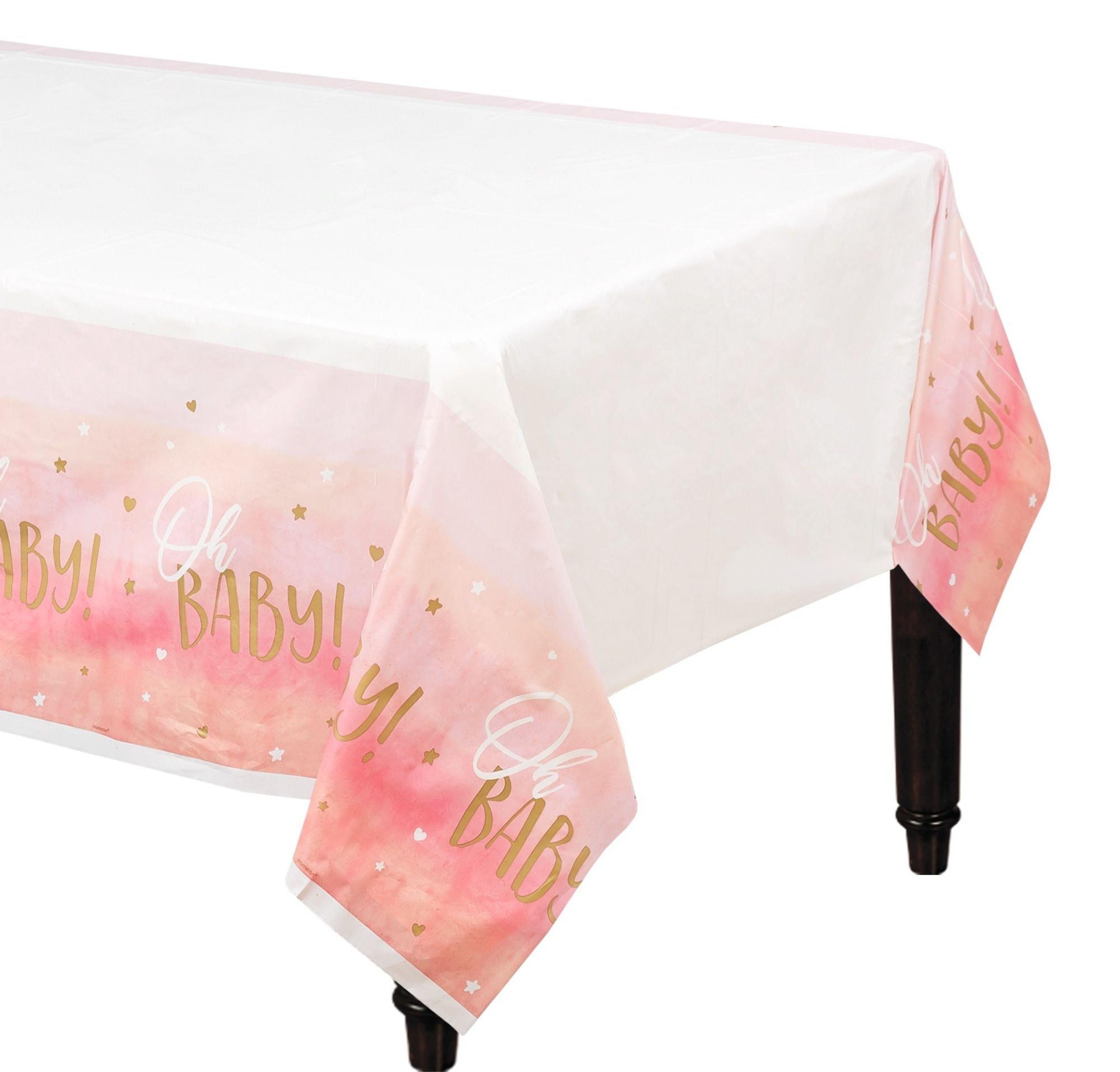 slide 1 of 1, Party City Pink Oh Baby Table Cover, 1 ct