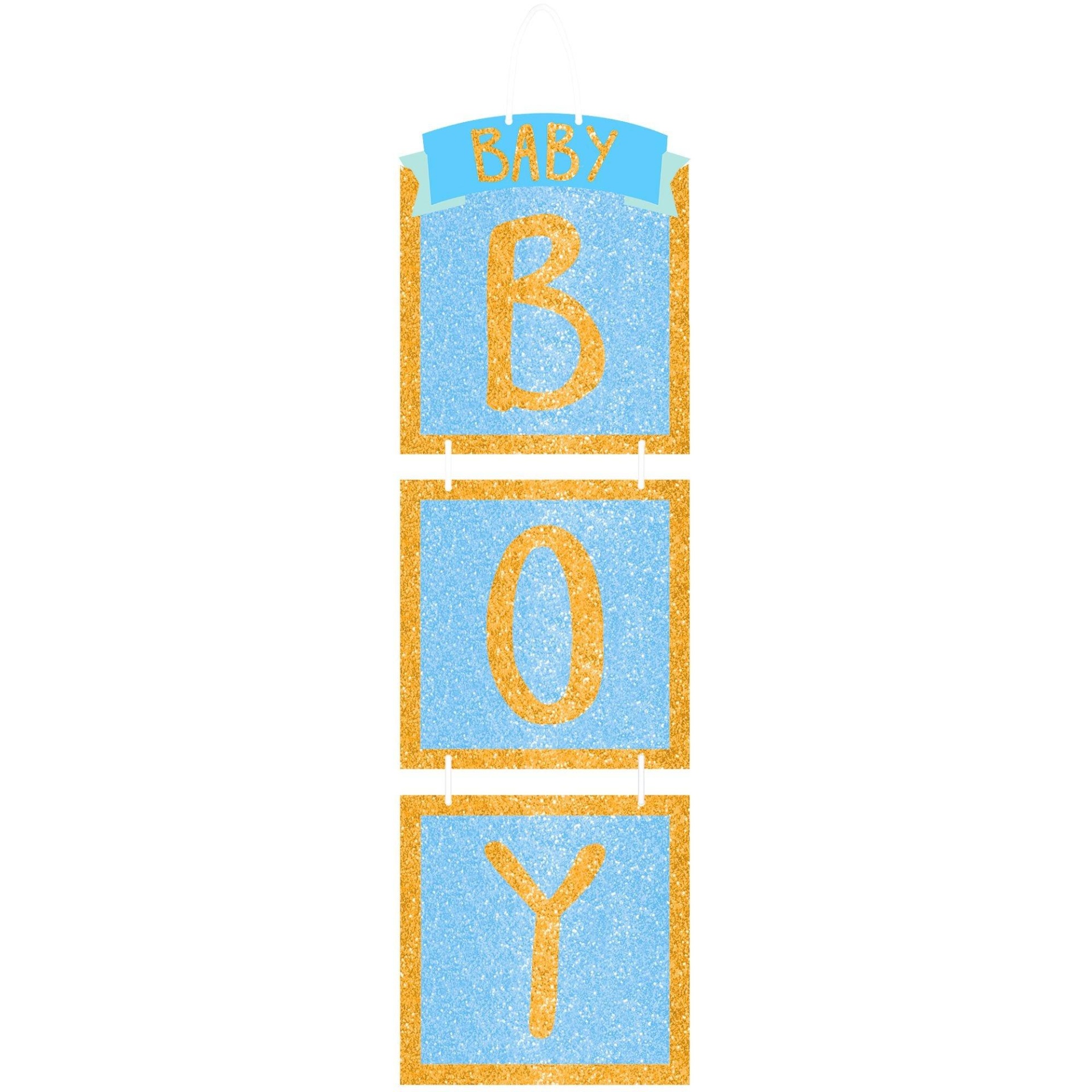 slide 1 of 1, Party City Glitter Baby Boy Stacked Sign, 1 ct