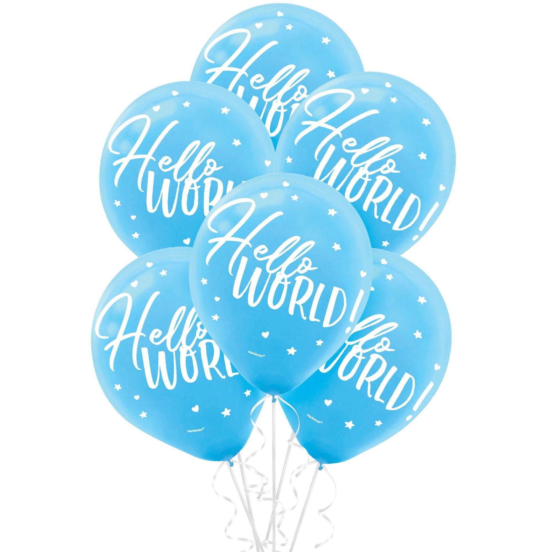 slide 1 of 1, Party City Blue Hello World (Uninflated) Balloons, 15 ct