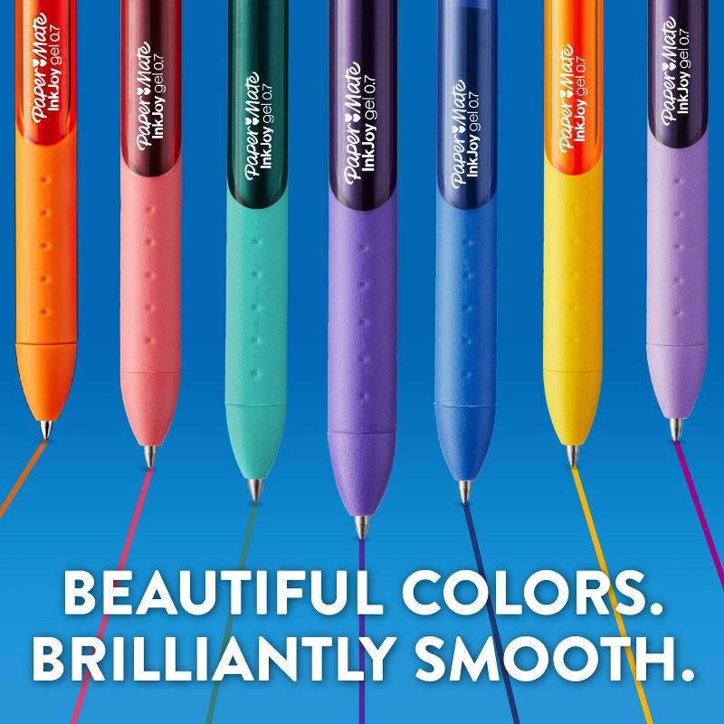 slide 4 of 8, Paper Mate Ink Joy 6pk Gel Pens 0.7mm Medium Tip Bold Colors: Retractable, Quick Drying, Multicolored, Rubber Grip, 6 ct