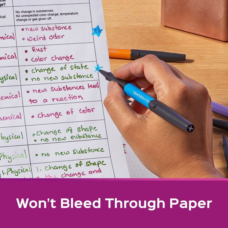 slide 7 of 8, Paper Mate Flair City Lights 16pk Felt Pens 0.7mm Medium Tip Metallic Multicolored: Porous Point, Durable, Fade-Resistant, 16 ct