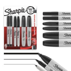 Sharpie 6pk Permanent Markers Ultra Fine/Fine/Chisel Tip Black: Art Stationery, Fadeproof, Office Supplies, Thick & Thin Tips