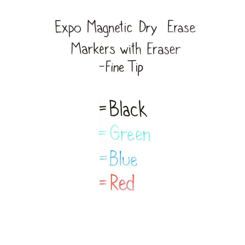 slide 4 of 8, Expo 4pk Dry Erase Markers Magnetic & Eraser Fine Tip Multicolored, 4 ct