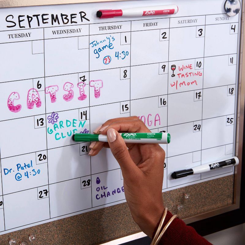 slide 5 of 8, Expo 4pk Dry Erase Markers Magnetic & Eraser Fine Tip Multicolored, 4 ct