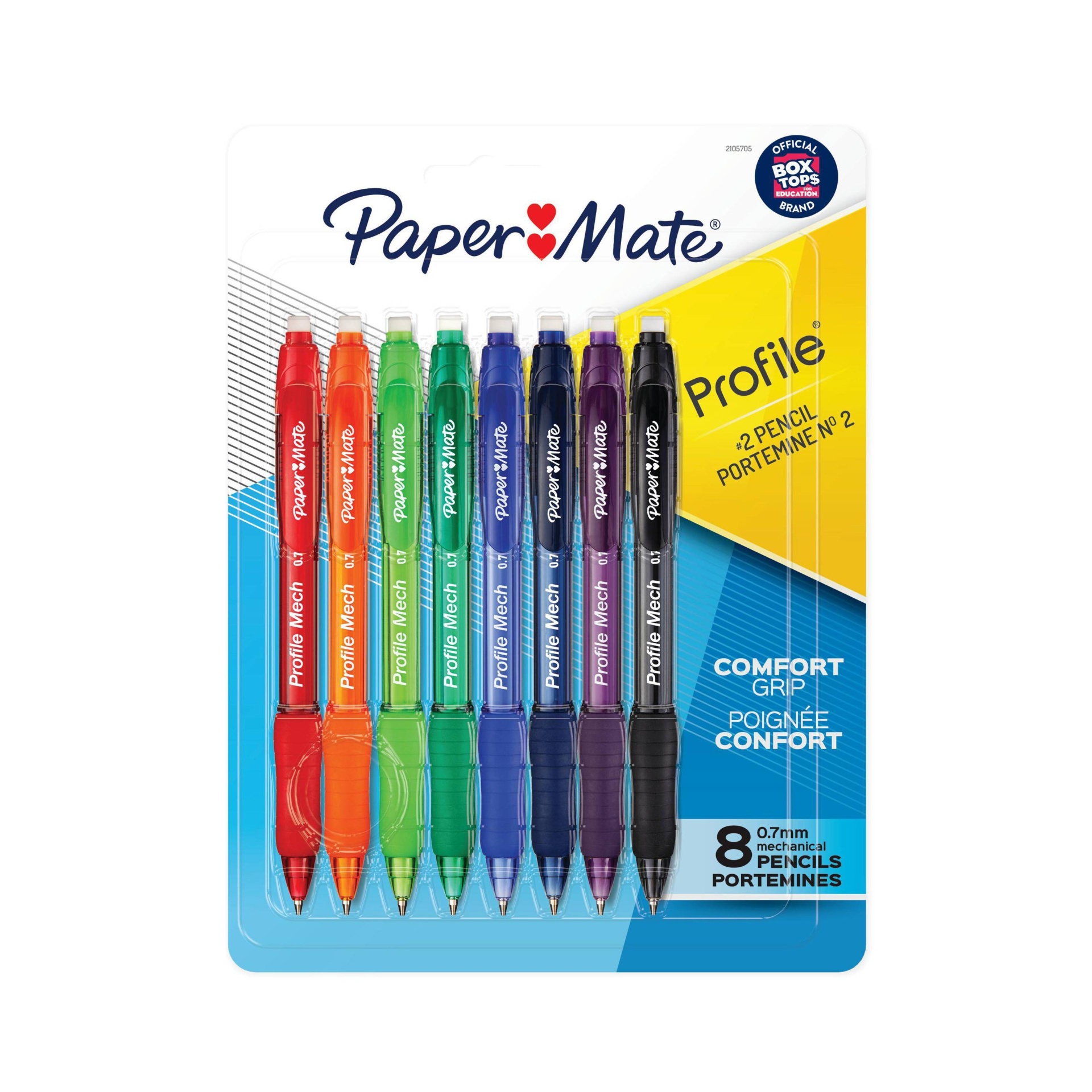 slide 1 of 9, Paper Mate Profile 8pk #2 Mechanical Pencils 0.7mm Multicolored, 8 ct
