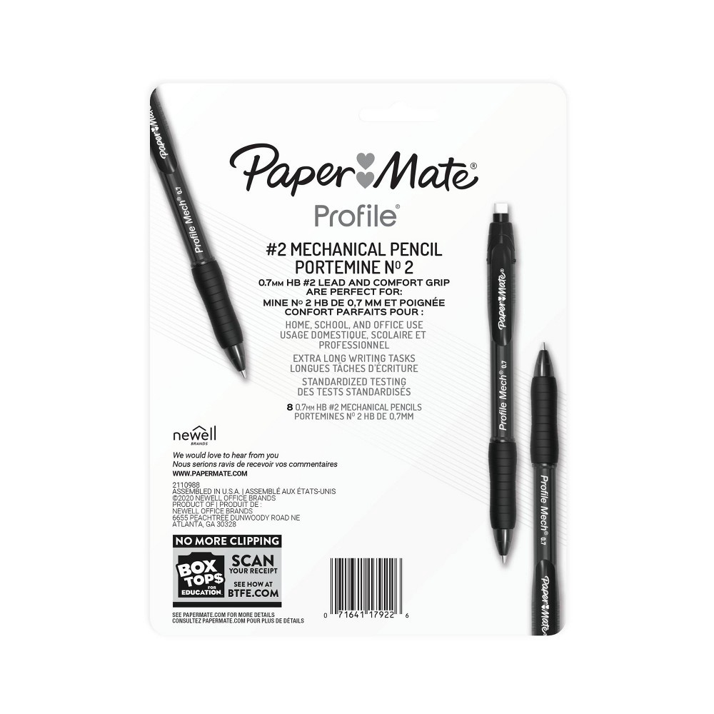 slide 9 of 9, Paper Mate Profile 8pk #2 Mechanical Pencils 0.7mm Multicolored, 8 ct