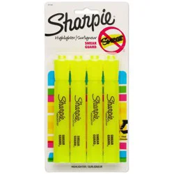 Sharpie 4pk Highlighters Smear Guard Chisel Tip Yellow: Bold Markers for School & Office, Art Stationery