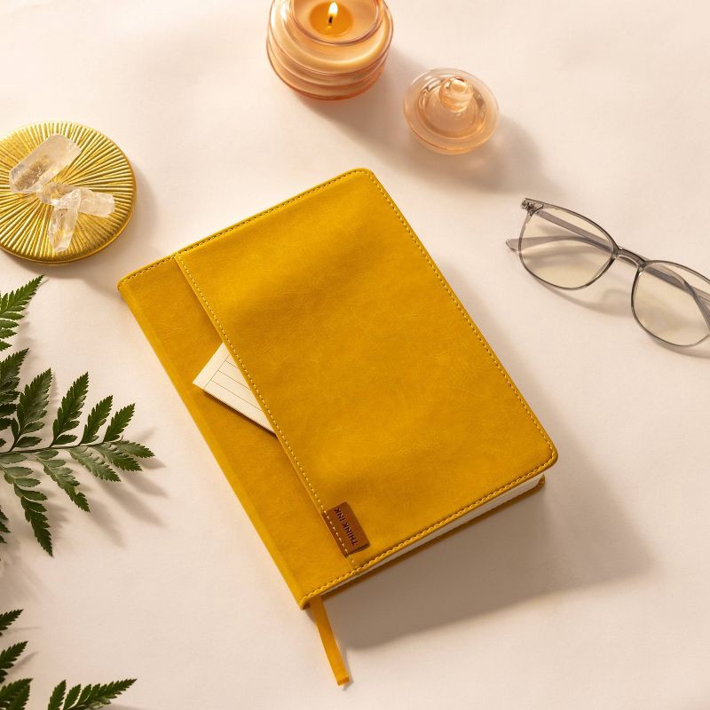 slide 2 of 6, Ruled Journal Vegan Leather with Pocket 6.25"x8.25" Mellow Yellow - DesignWorks Ink: Adult Lined Notebook, Mustard, 192 Pages, 1 ct